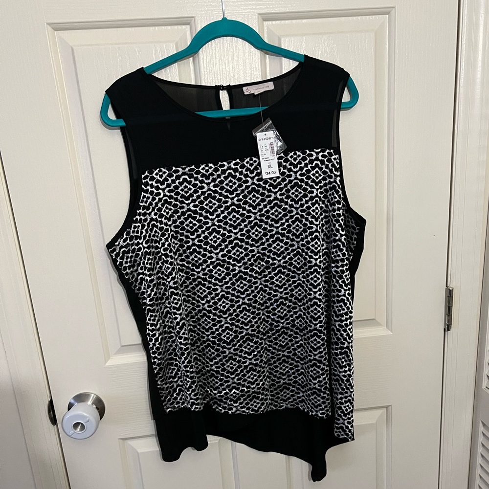 NWT Dress Barn Black and Silver Tank Top Blouse